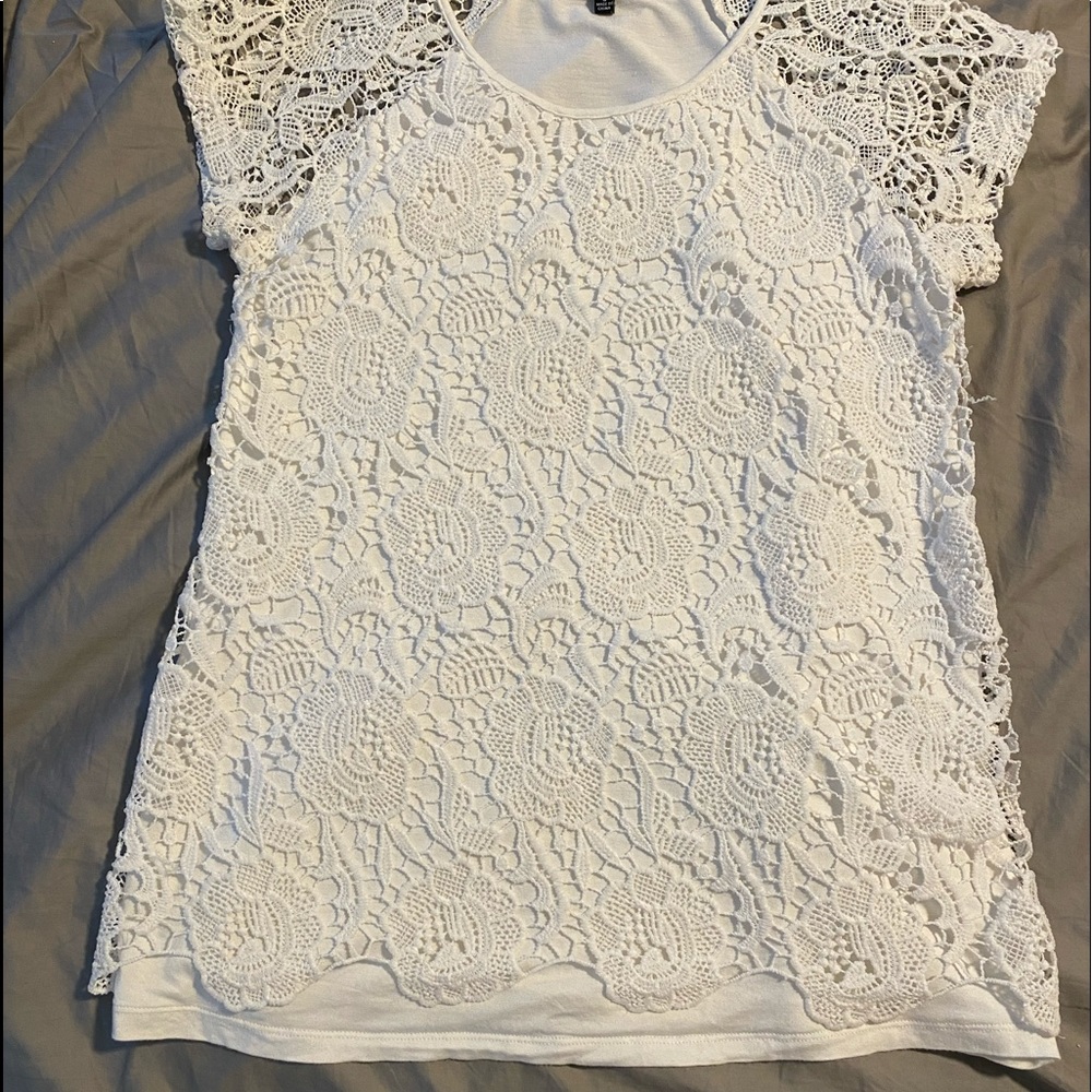 Lace front, white shirt
